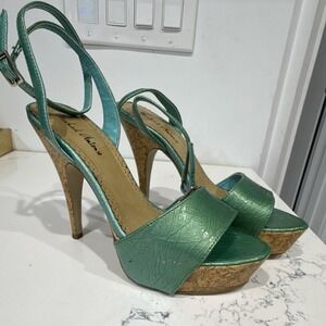 Michael Antonio  Green Ankle Strap Platform Stiletto Heels Open Toe Women's 6